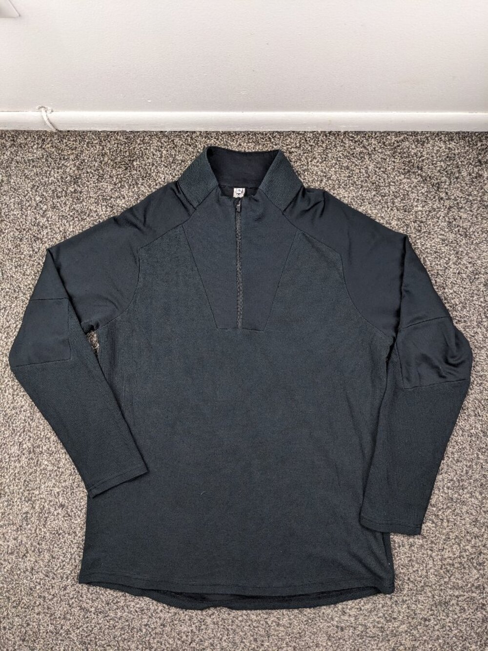 State & Liberty Jacket Waffle Knit 1/4 Zip Pullover Black Mens XL *Flaw